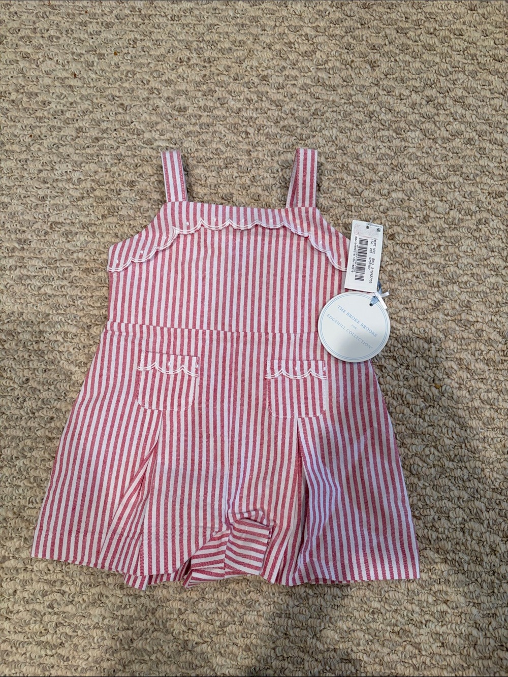 Pink and White Striped Girls Romper